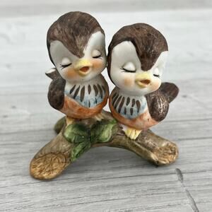 Vintage Josef Originals Lovebirds Figurine Ceramic Brown Bird Branch Decor
